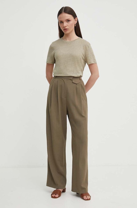 Льняна футболка United Colors of Benetton 3KGQD106U зелений SS24