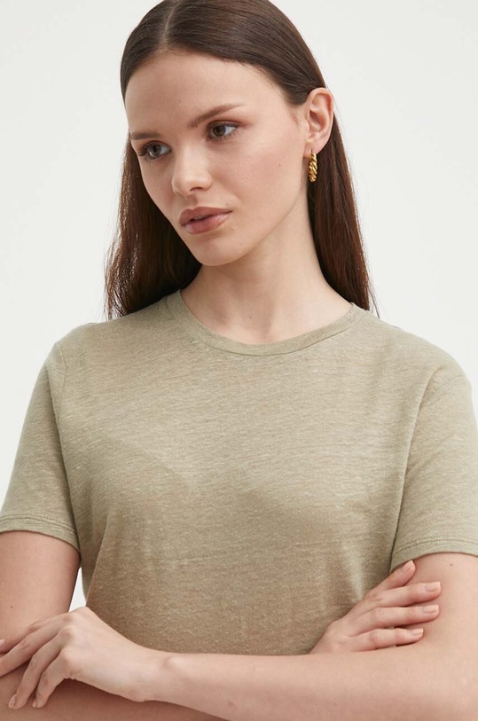 Льняна футболка United Colors of Benetton зелений 3KGQD106U