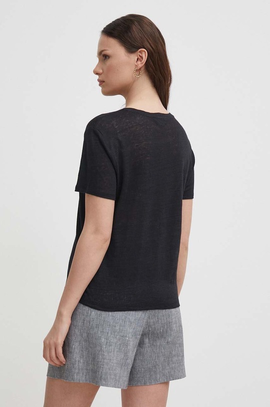 Oblečenie Ľanové tričko United Colors of Benetton 3KGQD106U čierna