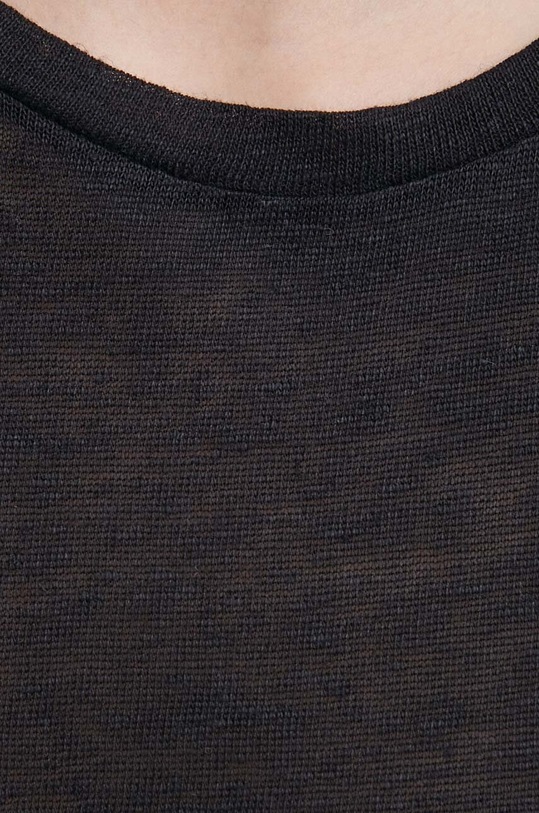 Ľanové tričko United Colors of Benetton 3KGQD106U čierna