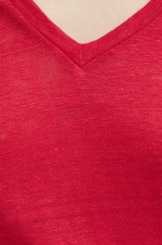 United Colors of Benetton top di lino 3KGQD103M rosa