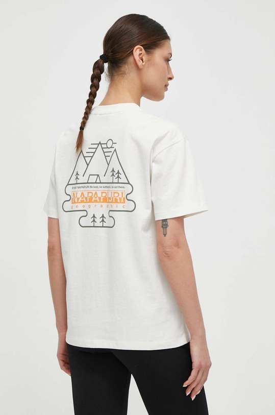 Napapijri t-shirt bawełniany S-Faber beżowy NP0A4HOLN1A1