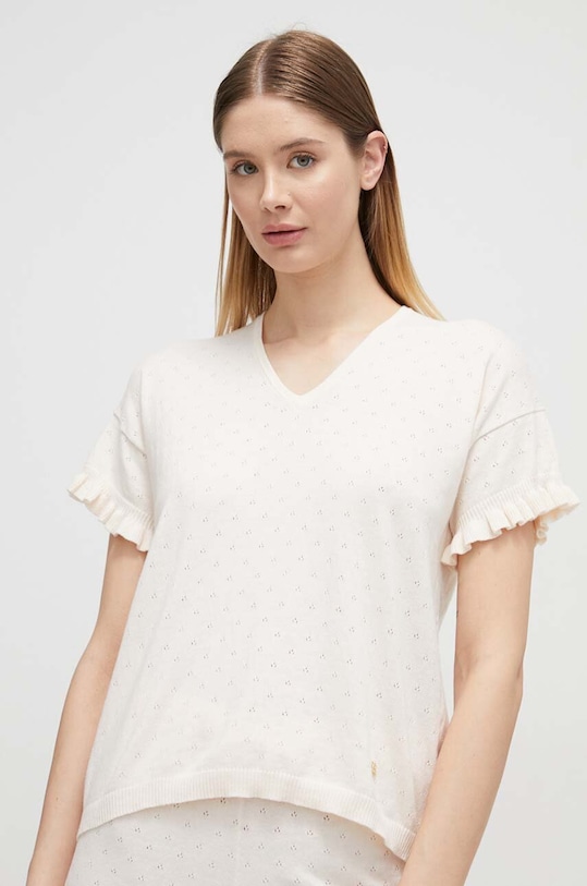 Homewear majica kratkih rukava United Colors of Benetton 10C13M01O bež SS24