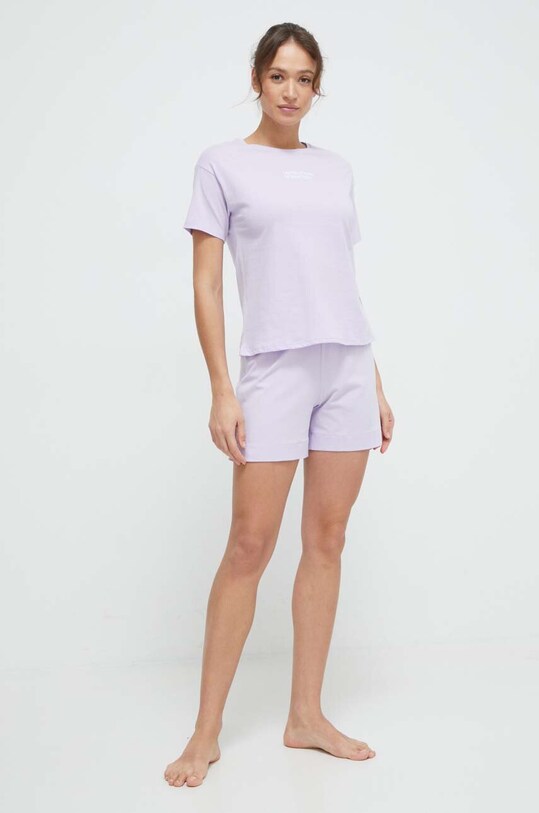 Хлопковая футболка lounge United Colors of Benetton 30963M04R фиолетовой SS24