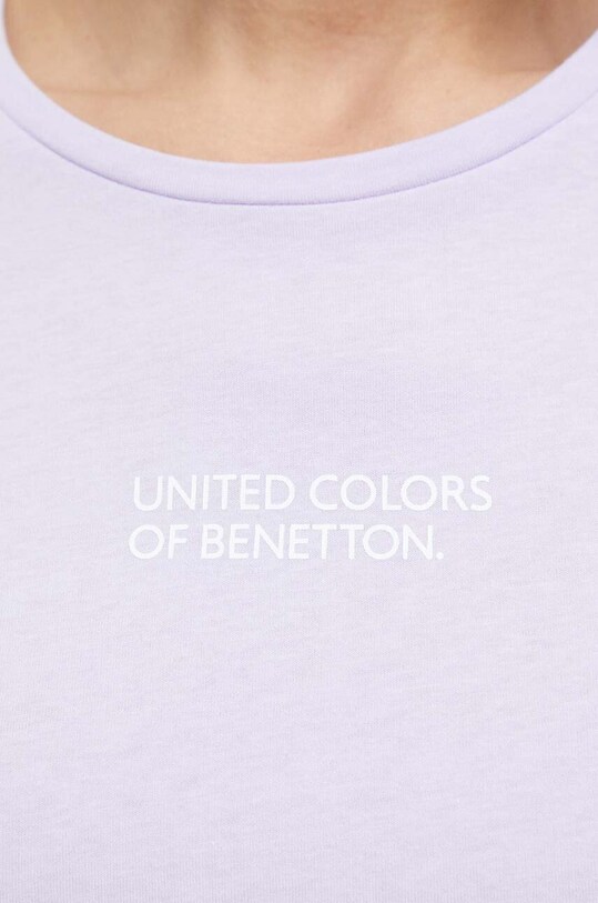 Хлопковая футболка lounge United Colors of Benetton 30963M04R фиолетовой