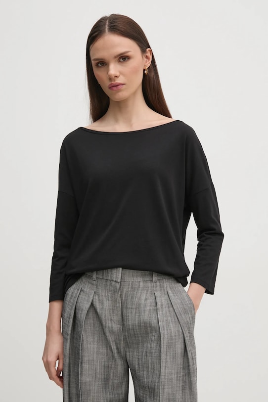 Sisley camicia a maniche lunghe a barchetta nero 3QU4L12EE