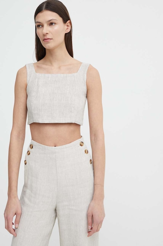 Alohas bluza din in melanj bej R100479