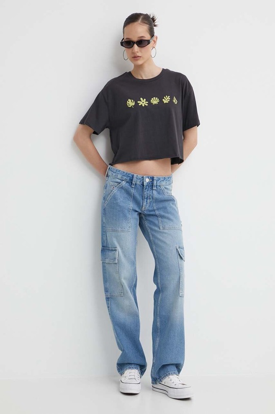 Bavlnené tričko Volcom B3512406 sivá SS24