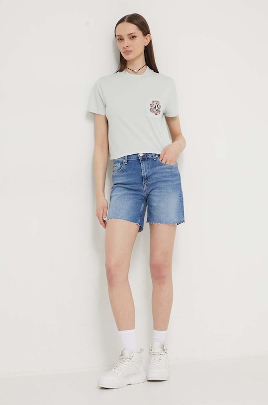 Bavlněné tričko Volcom B3512401 modrá SS24