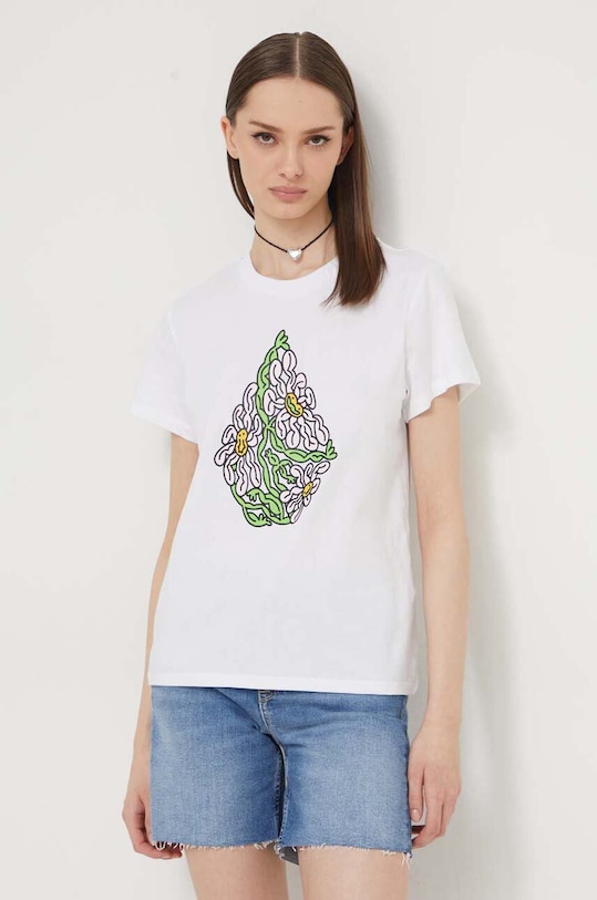 Volcom tricou din bumbac print alb B3512412