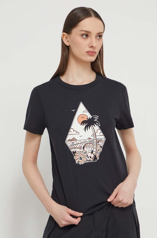 Volcom t-shirt bawełniany nadruk czarny B3512412