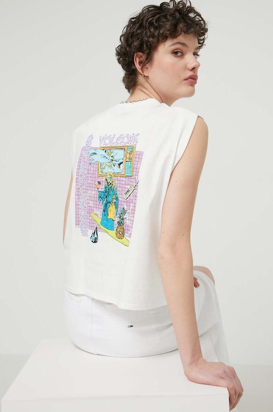 Bavlněný top Volcom kulatý béžová B4512408