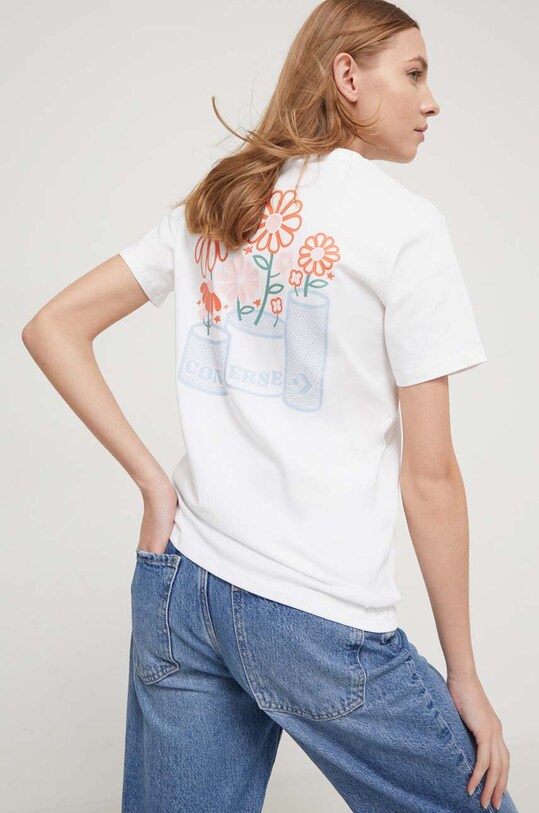 Converse tricou din bumbac 10026041.A01 alb SS24