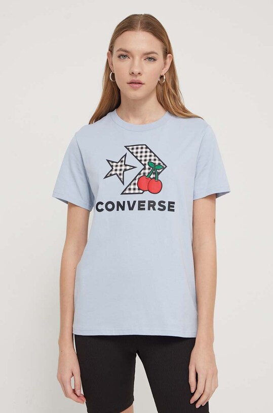 Бавовняна футболка Converse бавовна блакитний 10026042.A04