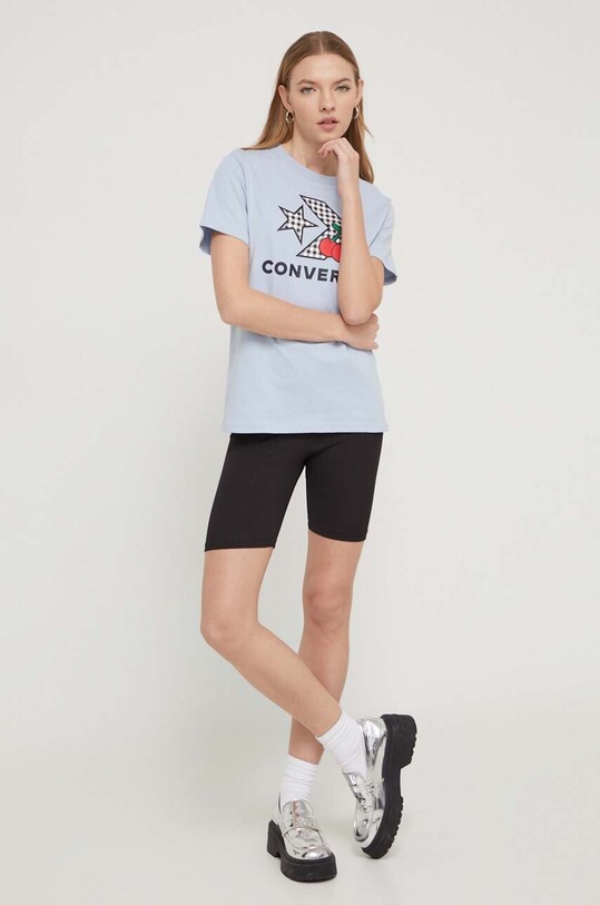 Бавовняна футболка Converse 10026042.A04 блакитний SS24