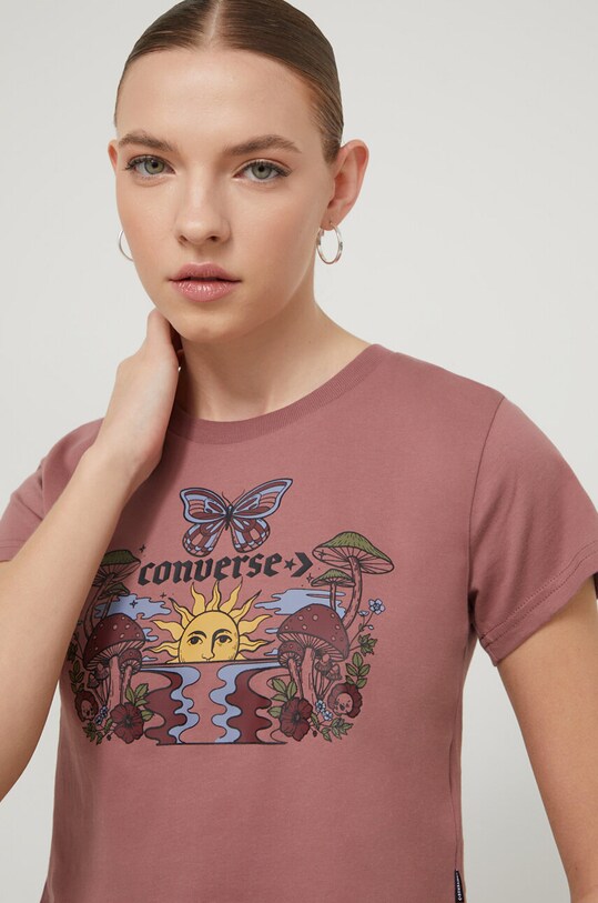Converse t-shirt bawełniany różowy 10026043.A01