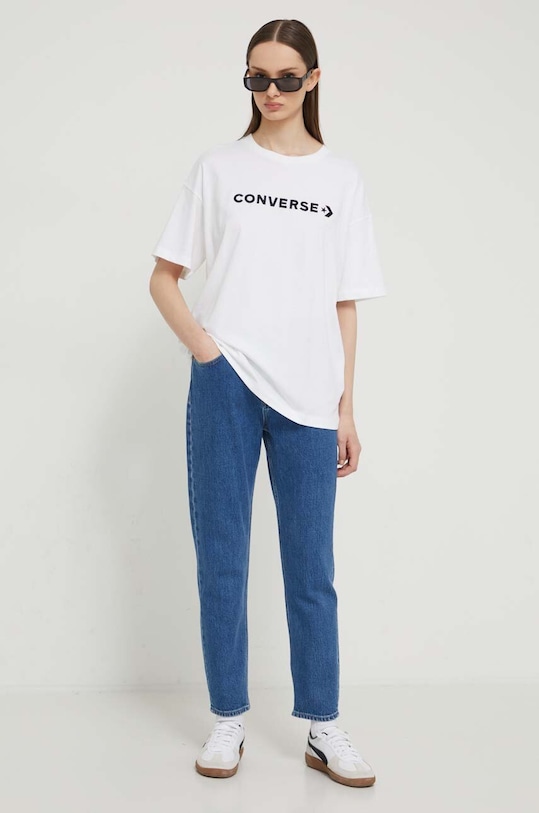 Converse t-shirt bawełniany 10026044.A01 beżowy SS24