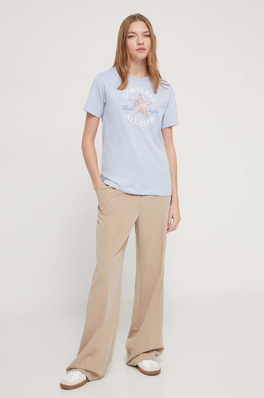 Хлопковая футболка Converse 10026049.A04 голубой SS24