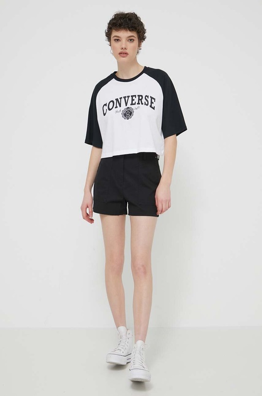 Bavlnené tričko Converse relaxed biela 10026050.A01