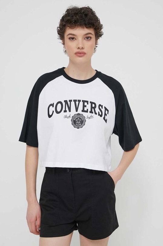 Bavlnené tričko Converse 10026050.A01 biela SS24