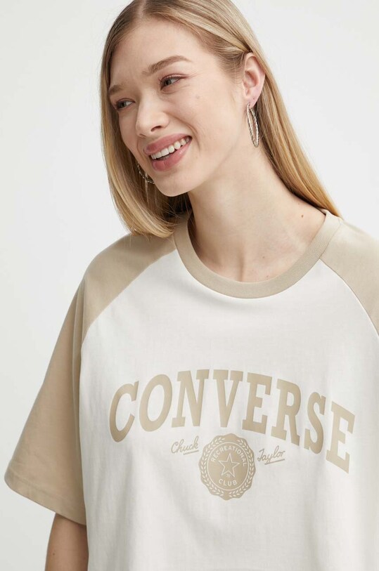 Хлопковая футболка Converse бежевый 10026050.A02