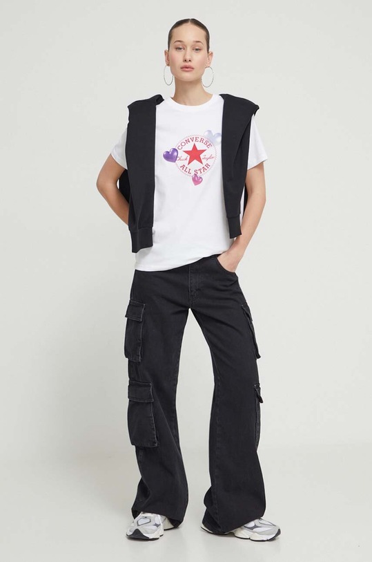 Converse t-shirt bawełniany 10026885.A02 biały SS24