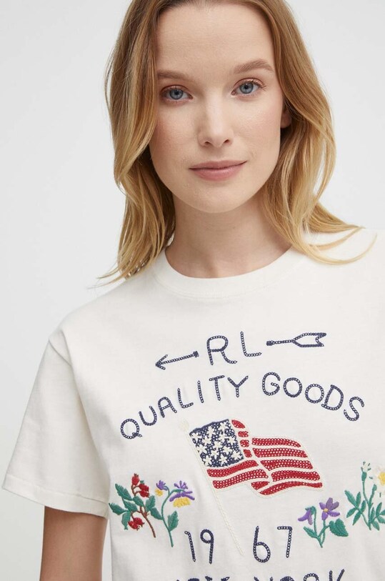 Polo Ralph Lauren t-shirt in cotone applique beige 211935595