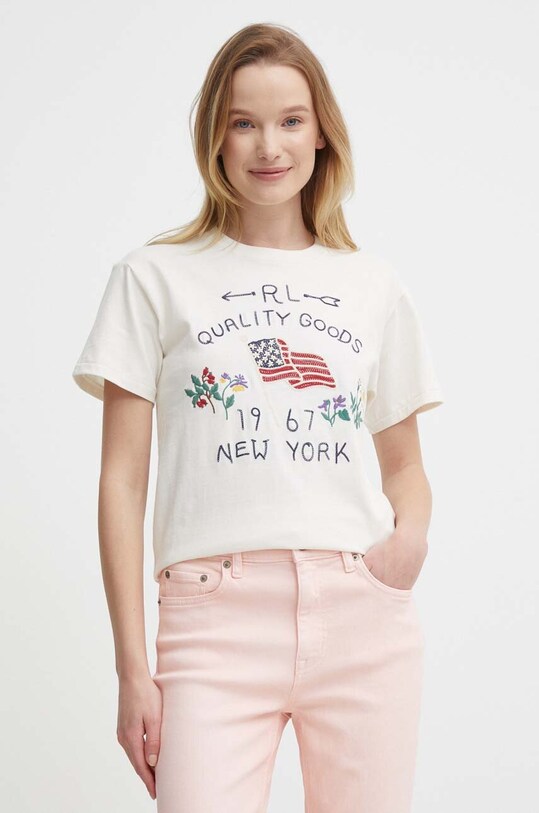 Polo Ralph Lauren t-shirt in cotone beige 211935595