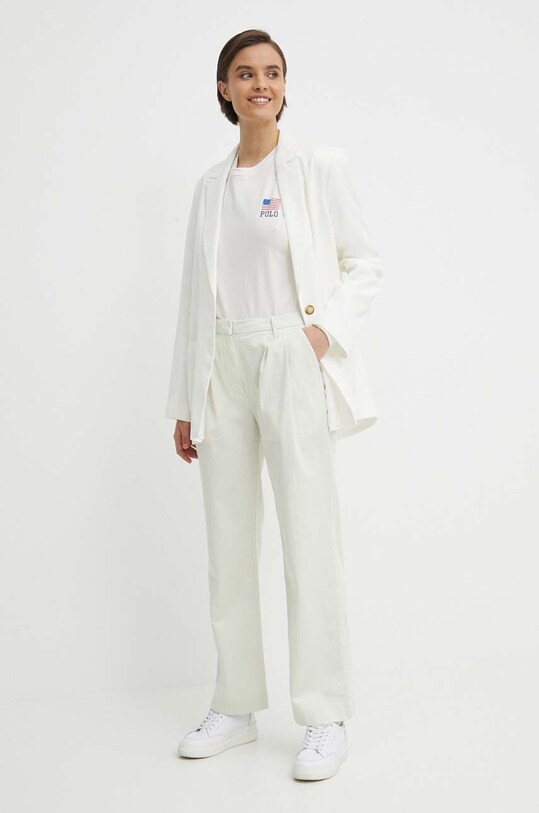 Бавовняний лонгслів Polo Ralph Lauren 211935596 бежевий SS24