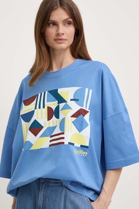 Хлопковая футболка Max Mara Leisure хлопок голубой 2416971018600