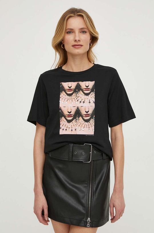 Sisley tricou din bumbac negru 3096L104V