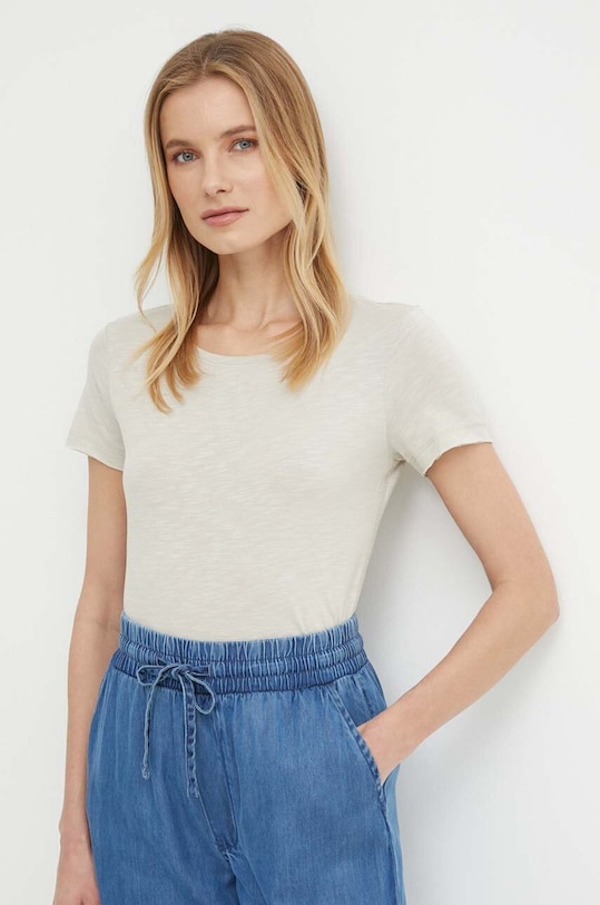 Sisley t-shirt regular beżowy 3TNHL103L