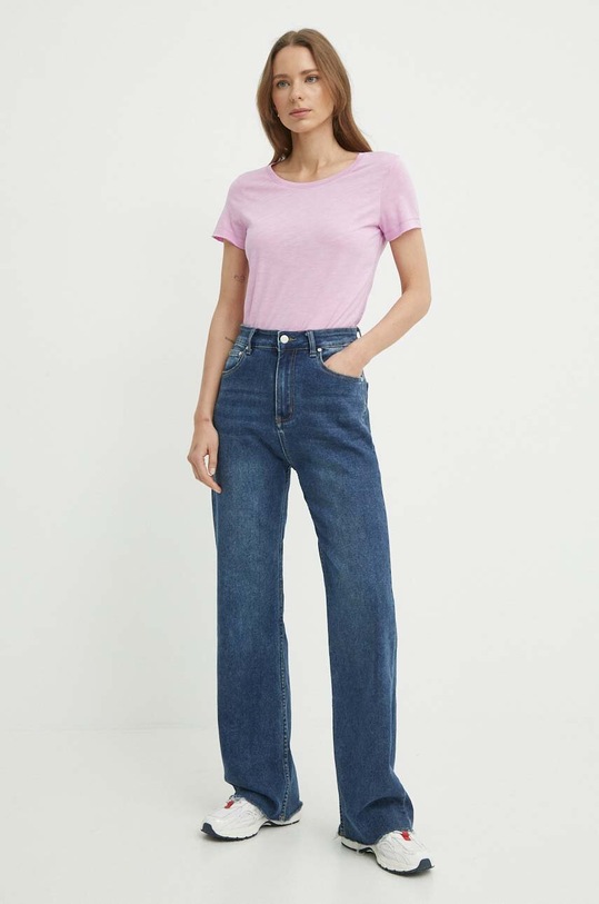 Sisley t-shirt 3TNHL103L różowy SS25