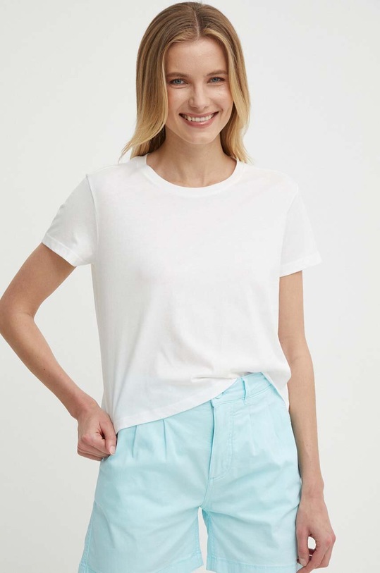 Sisley t-shirt bawełniany beżowy 3I1XL101S