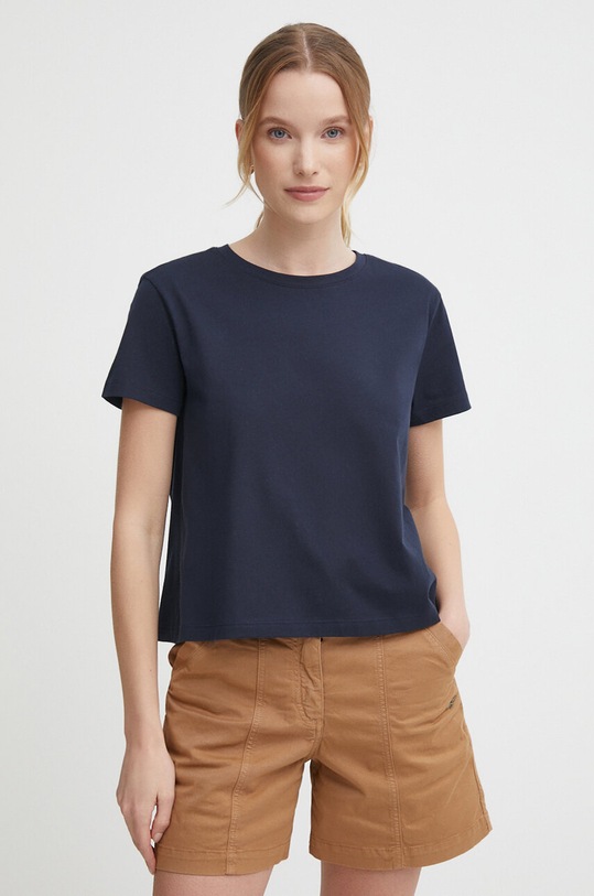 Sisley t-shirt bawełniany bawełna granatowy 3I1XL101S
