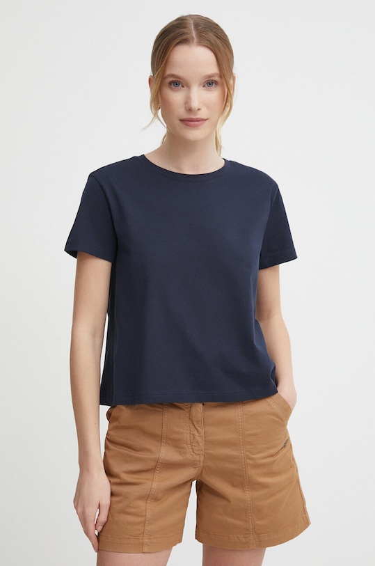 Sisley t-shirt bawełniany bawełna granatowy 3I1XL101S