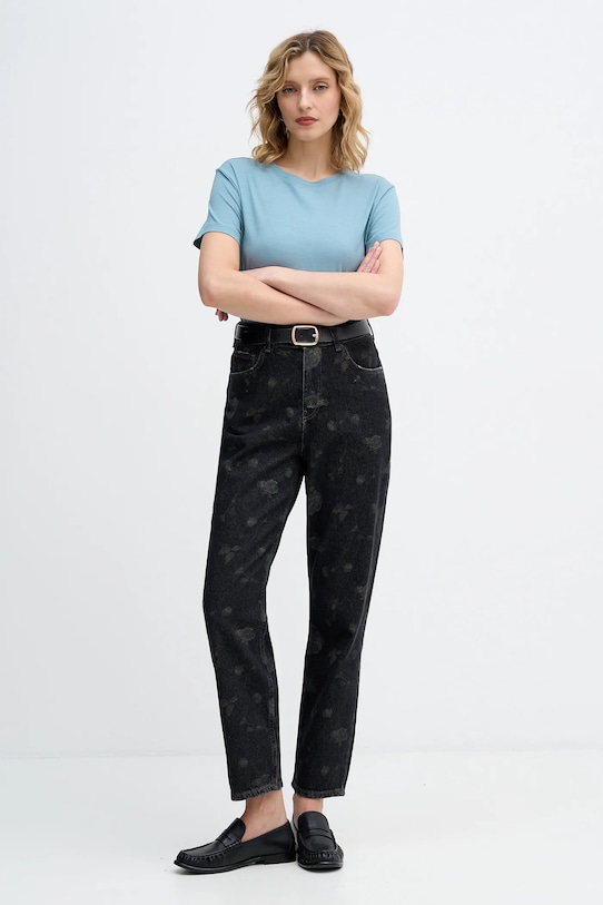 Βαμβακερό μπλουζάκι Sisley 3I1XL101S τιρκουάζ AW25