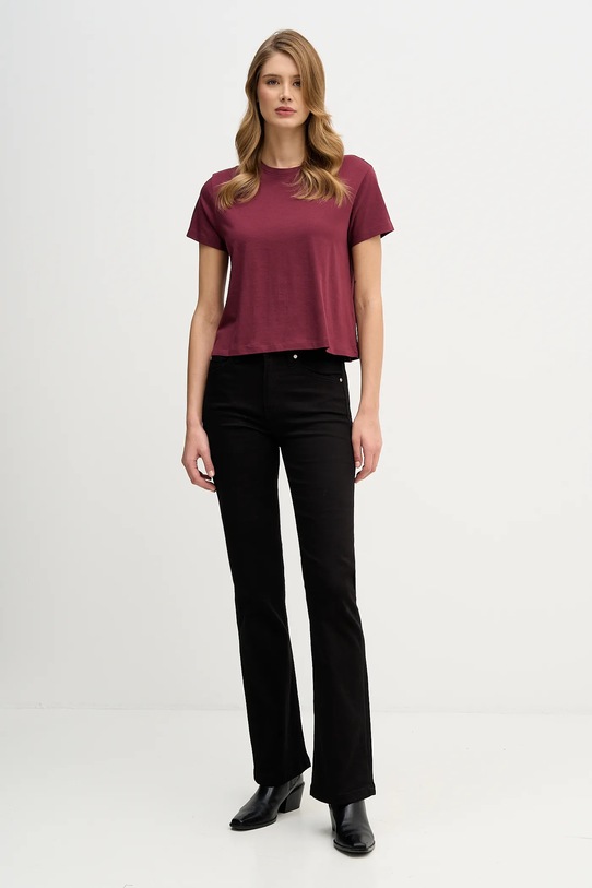 Βαμβακερό μπλουζάκι Sisley 3I1XL101S μπορντό AW25