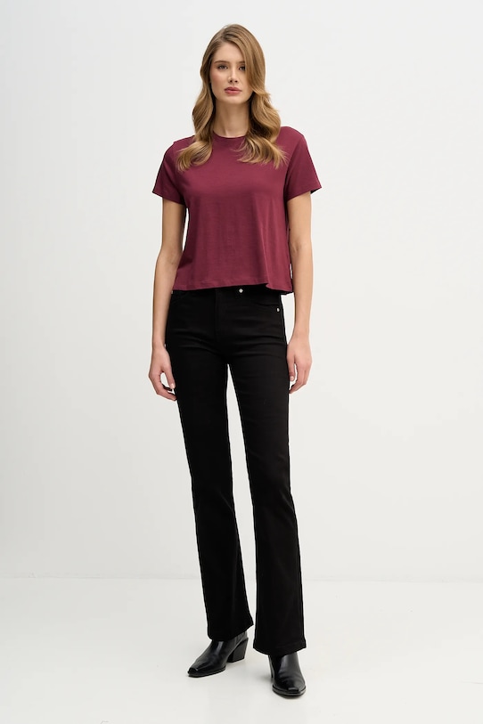 Βαμβακερό μπλουζάκι Sisley 3I1XL101S μπορντό AW25