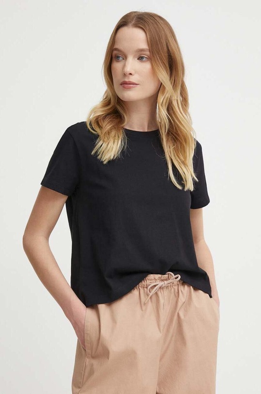 Sisley t-shirt bawełniany bawełna czarny 3I1XL101S