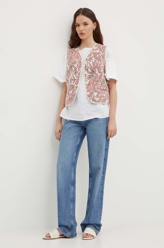 Sisley bluzka lniana 5BMLLQ06R biały SS25