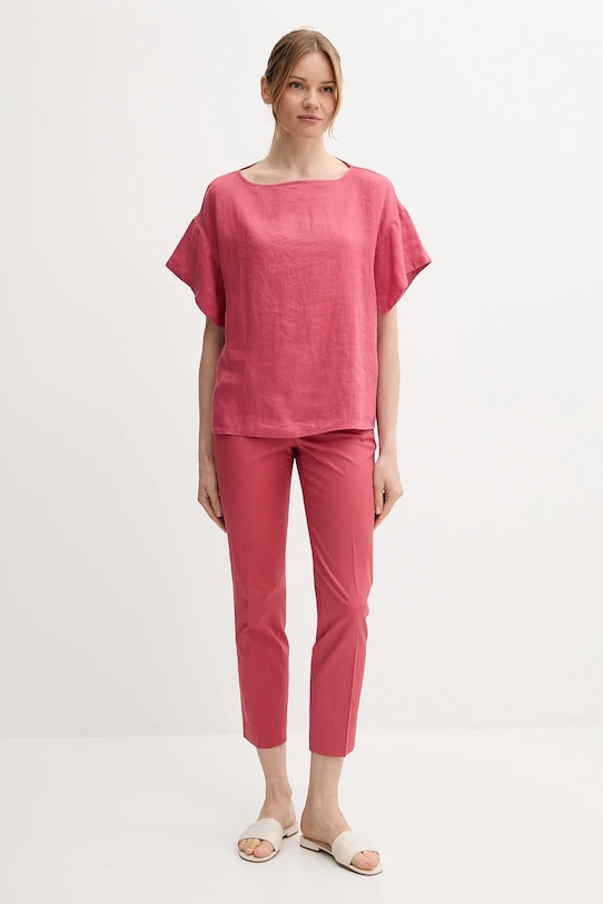 Sisley bluză din in 5BMLLQ06R roz SS25