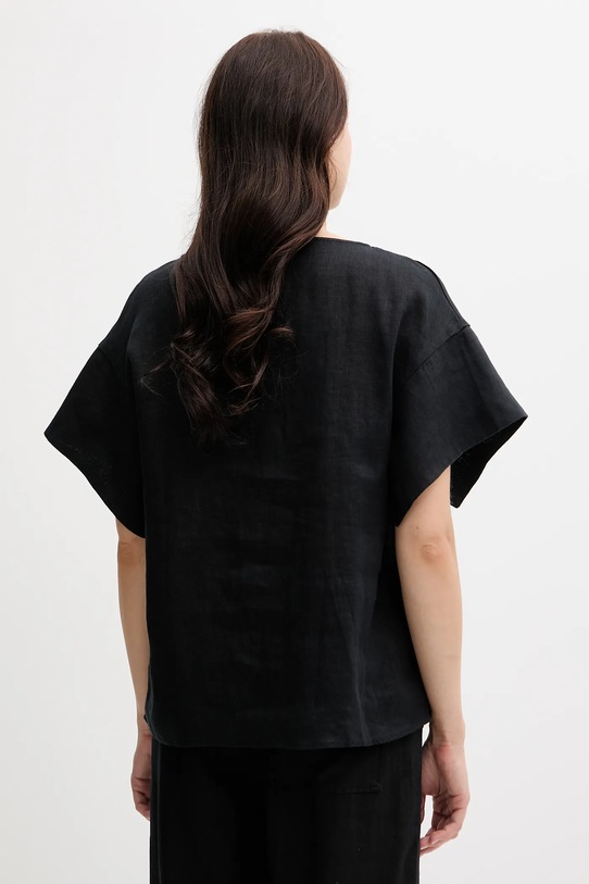 Îmbrăcăminte Sisley bluză din in 5BMLLQ06R negru