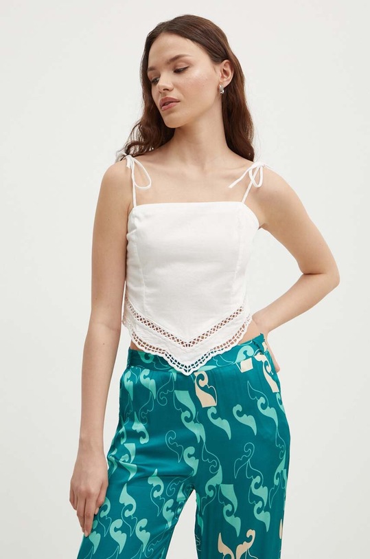 Хлопковый топ Sisley хлопок бежевый 5WDVLH014