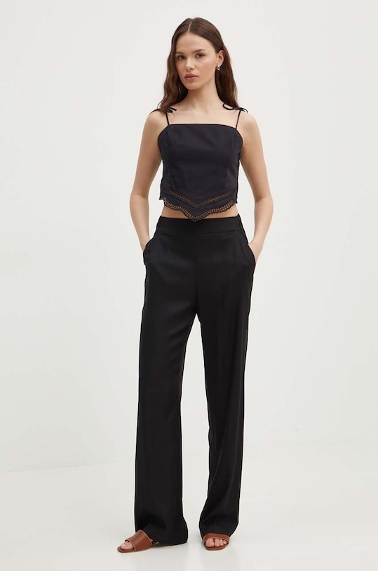 Sisley top din bumbac 5WDVLH014 negru SS24