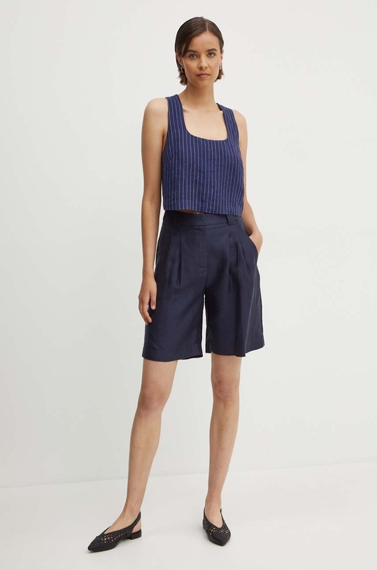 Oblečení Plátěný top Sisley 5NTHLH015 námořnická modř