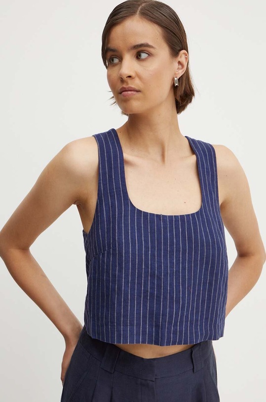 Plátěný top Sisley námořnická modř 5NTHLH015