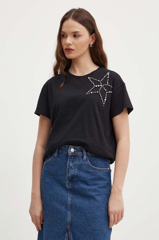 Хлопковая футболка Sisley чёрный 3F1QL1054