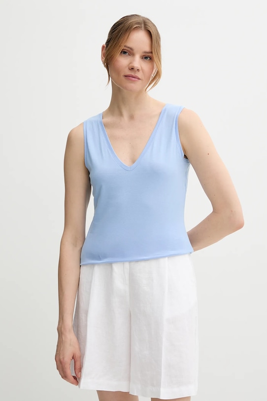 Sisley top din bumbac albastru 3I1XLH00S