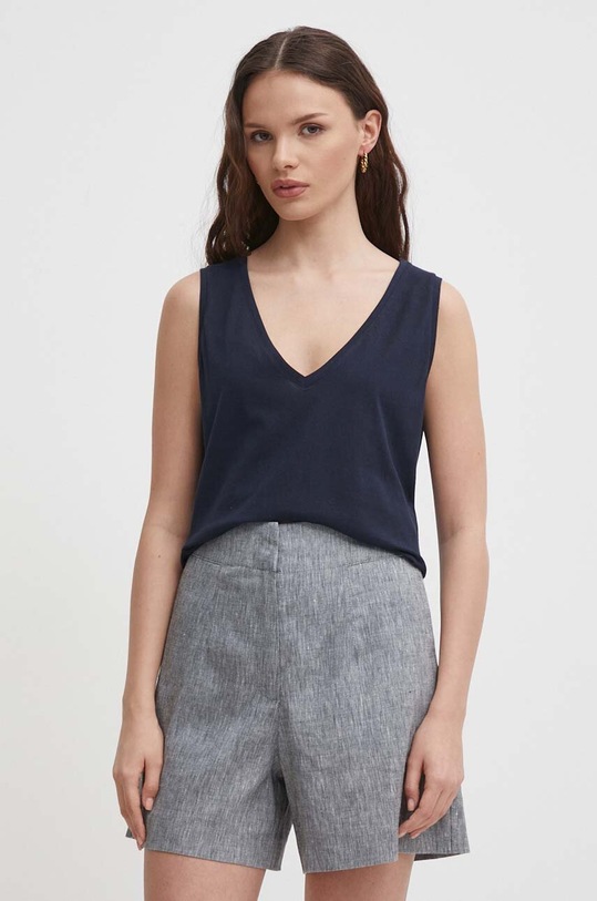 Bavlnený top Sisley tmavomodrá 3I1XLH00S